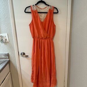 JM Collection Coral Lace Midi Dress